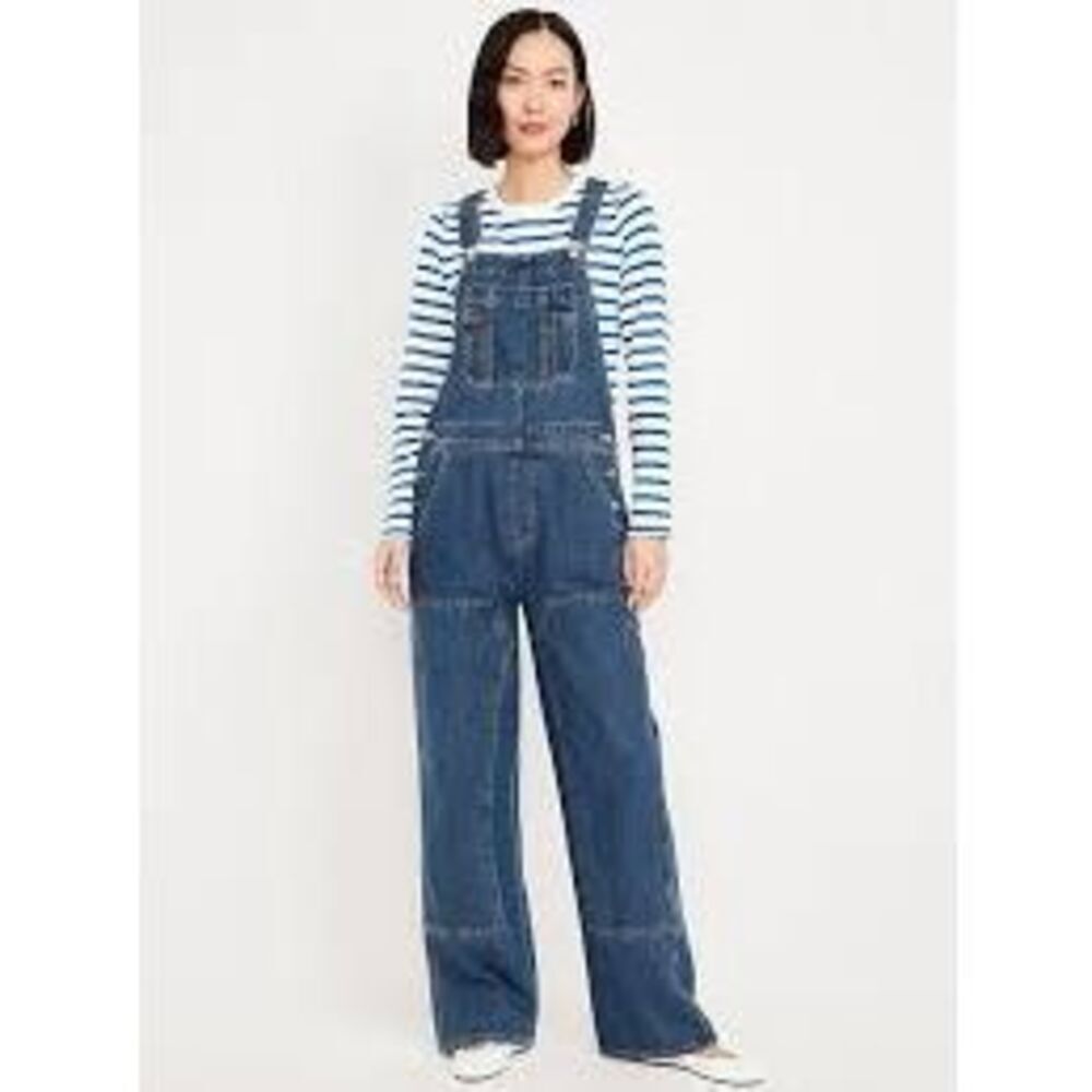 Vintage 2000 Y2K Old Navy Denim Overalls Sz 12 Straight Leg